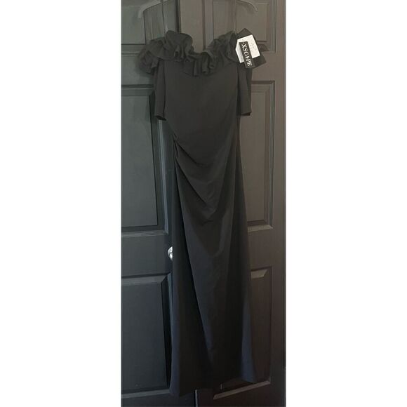 Xscape Women's Long Off The Shoulder Scuba Crepe Dress - Picture 3 of 8